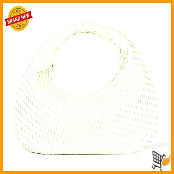 Women's Woven Shoulder Bag Faux Leather Satchel Zipper Closure